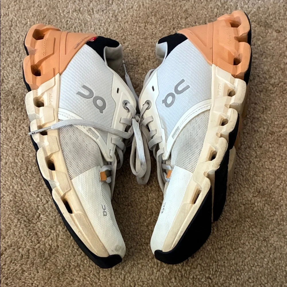 On Running Sneakers in White and Orange size 8